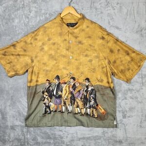 Guy Buffet Scots Golf Button Front Hawaiian Shirt Mens Extra Large XL AOP